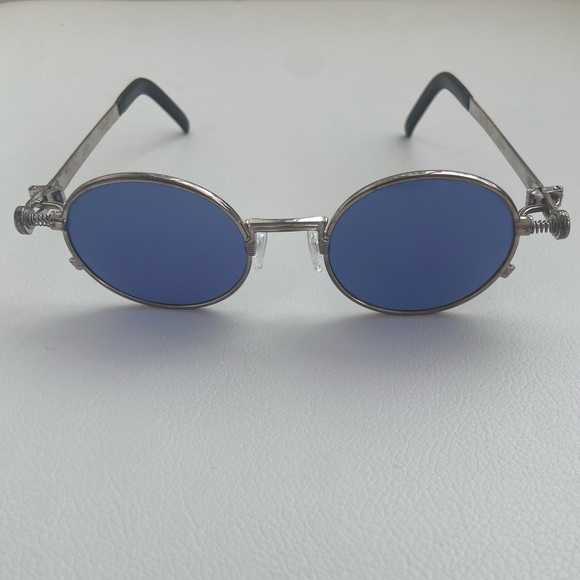 Jean Paul Gaultier Vintage Sunglasses Silver frame and Blue lenses - Picture 2 of 8